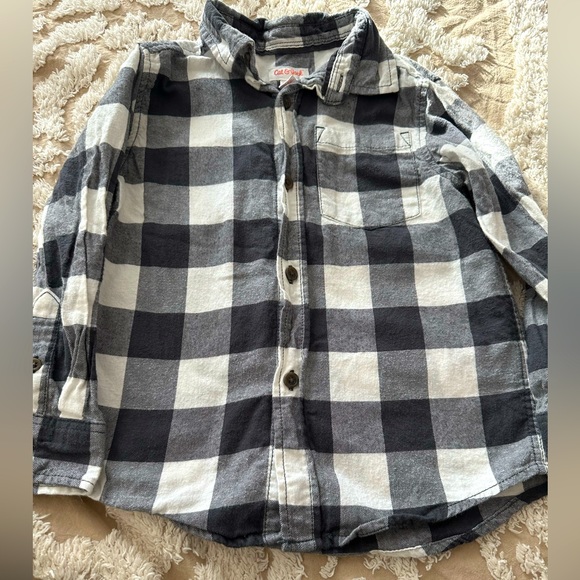 Cat & Jack Other - Cat & Jack Boys long sleeve button down plaid white and gray shirt XS (4-5)